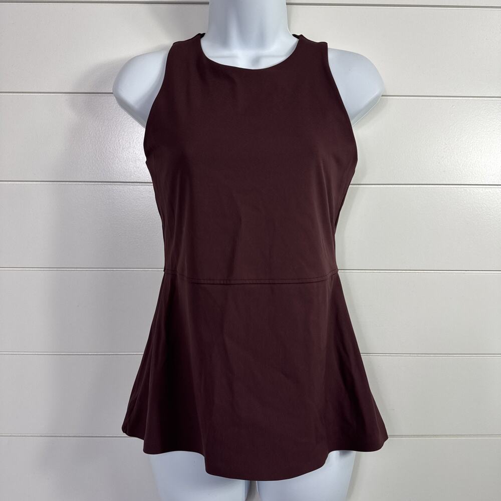 SPANX Active Peplum Tank Top Sleeveless Maroon sz S